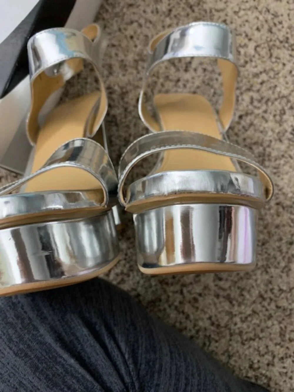 NWT Nine West Silver platform heels